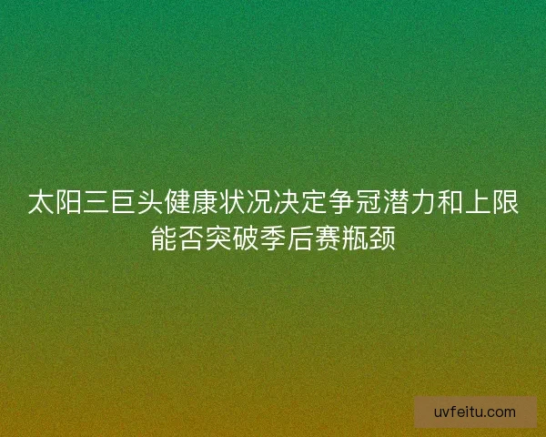 太阳三巨头健康状况决定争冠潜力和上限能否突破季后赛瓶颈 太阳三巨头健康状况决定争冠潜力和上限能否突破季后赛瓶颈